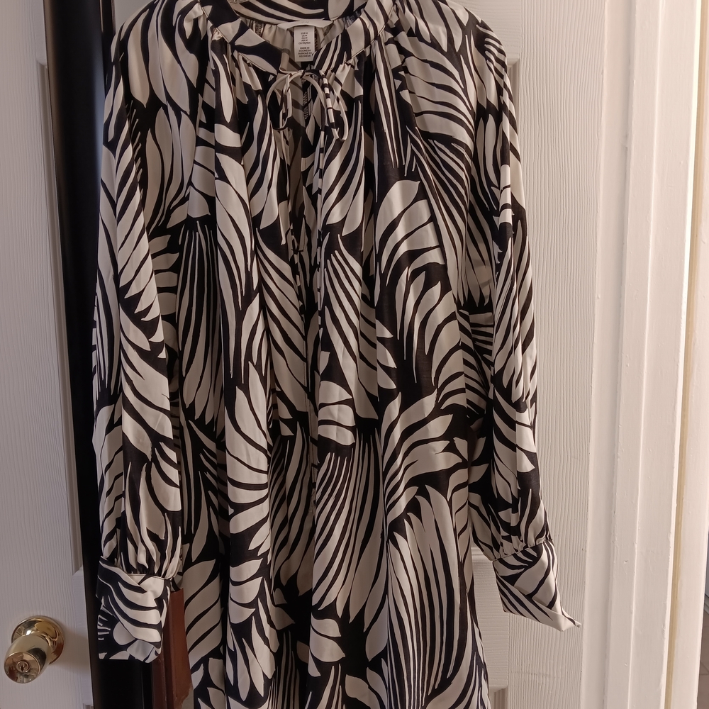 Brown and Cream Leaf Print Blouse